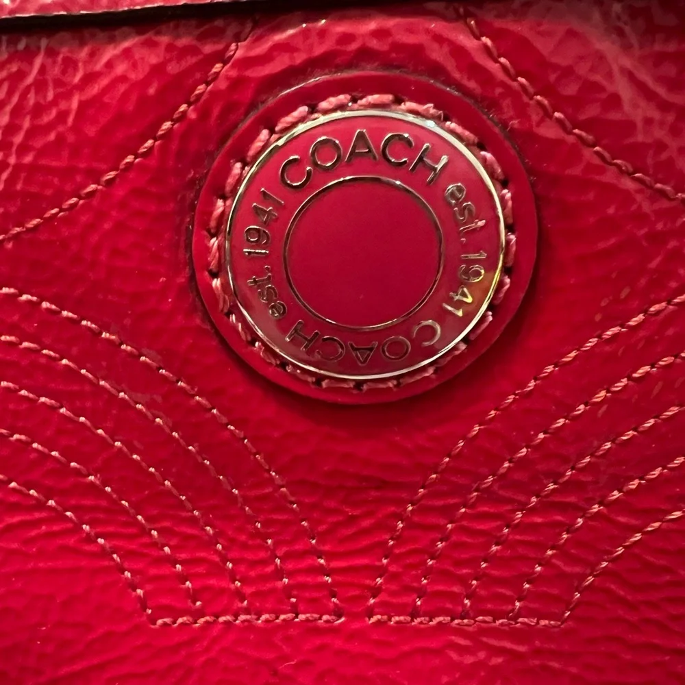 Coach Magenta Pink Stitched Patent Leather Crossbody Tote Bag